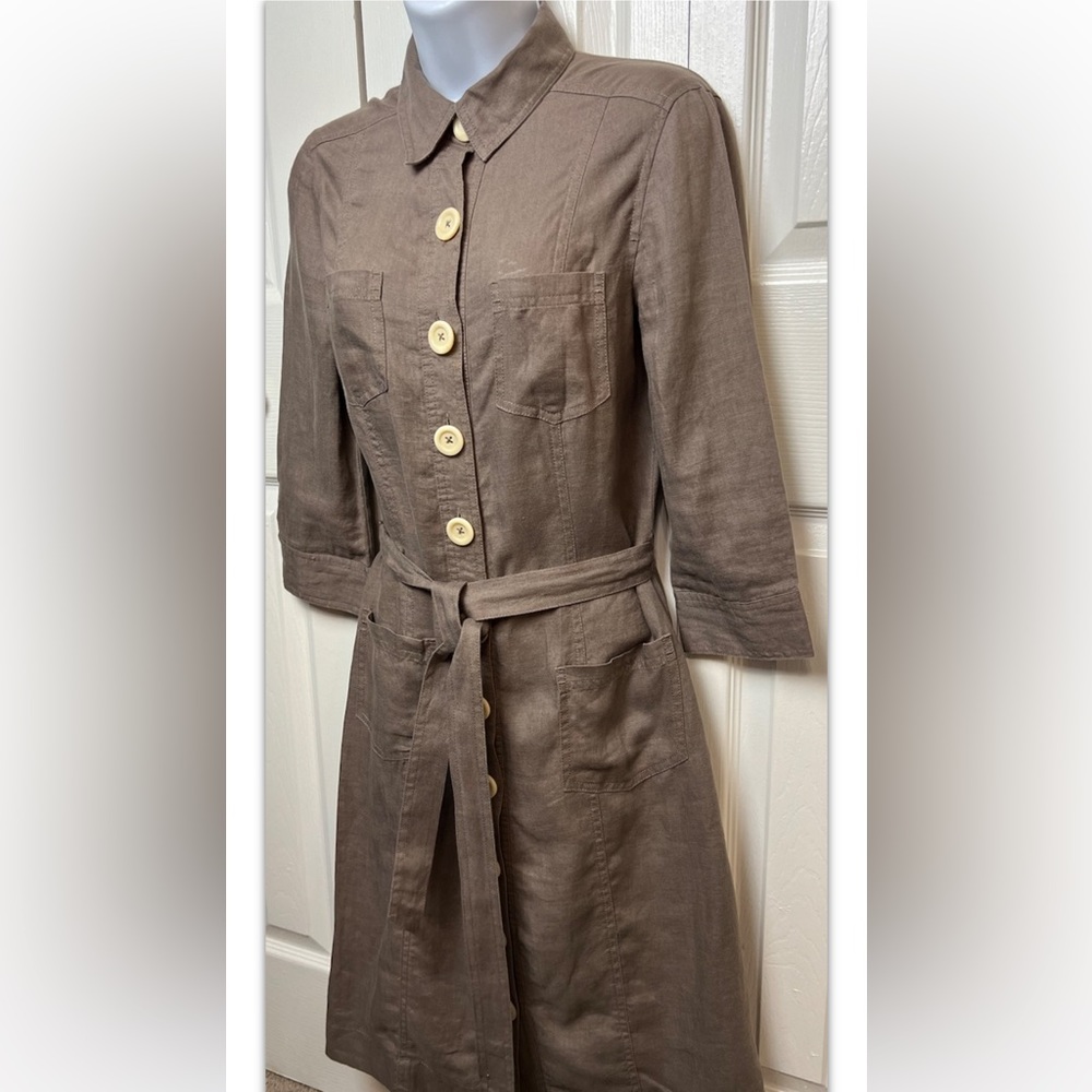 BODEN WH142 Linen Shirt Dress Button Down Brown - Picture 5 of 11